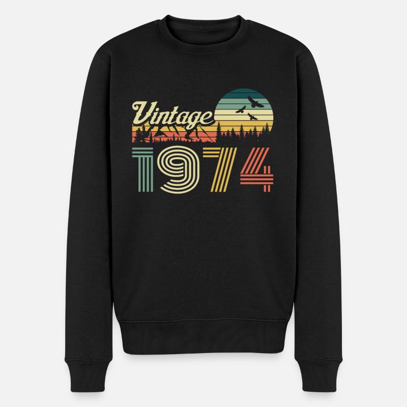 Vintage 1974 Geburtstag Retro Jahrgang Geschenk - Männer Premium Bio Pullover - Schwarz