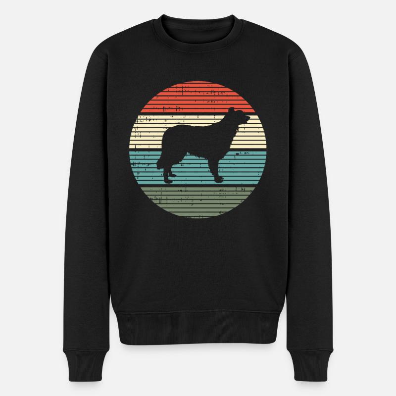 Collie Hund Border Hütehund Hunde Retro Geschenk - Männer Premium Bio Pullover - Schwarz