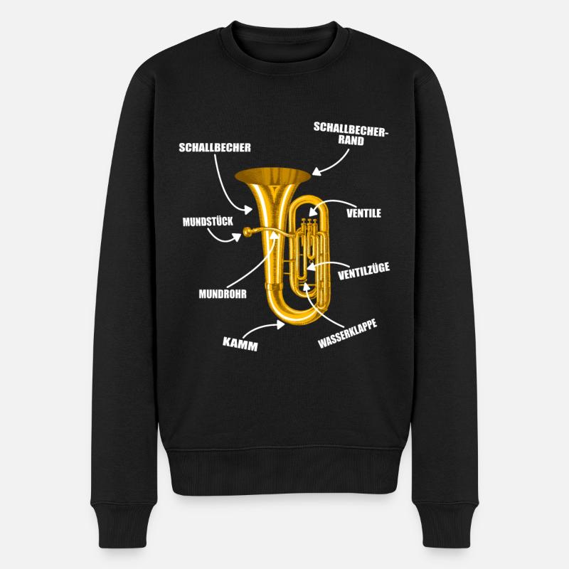 Aufbau Anatomie Tuba Blasinstrument - Männer Premium Bio Pullover - Schwarz