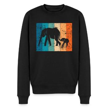 Eléphant éléphant animal Afrique retro cadeau - Pull Premium bio Homme - noir - Devant - Nico (187cm)