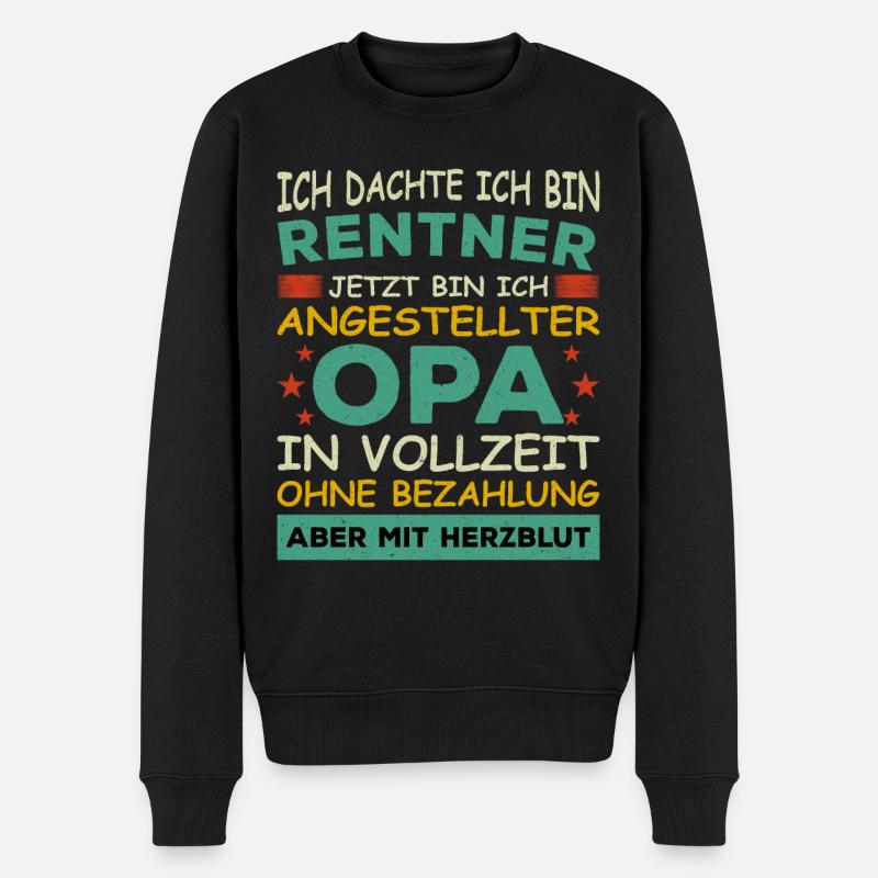 Opa Rentner Angestellter Vollzeit Herzblut Lustig - Männer Premium Bio Pullover - Schwarz
