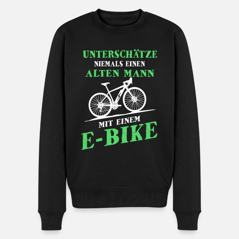 Unterschätze niemals einen alten Mann mit E Bike - Männer Premium Bio Pullover - Schwarz