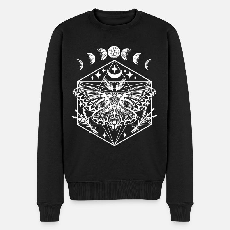 Motte mit Mondphasen Tarot Fantasy Geschenk - Männer Premium Bio Pullover - Schwarz