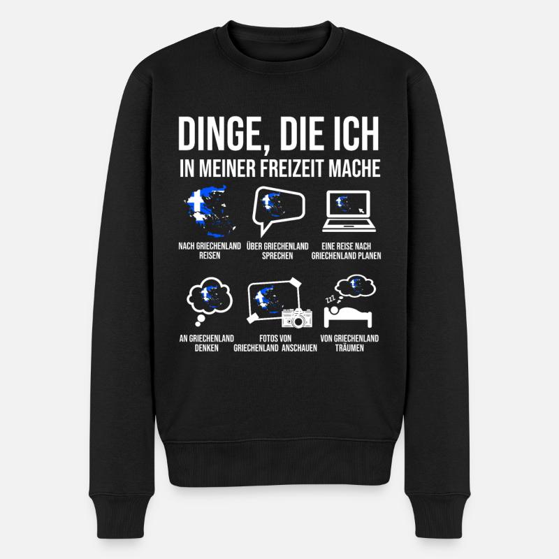 Griechenland Spruch Heimatland Urlaub Grieche - Männer Premium Bio Pullover - Schwarz