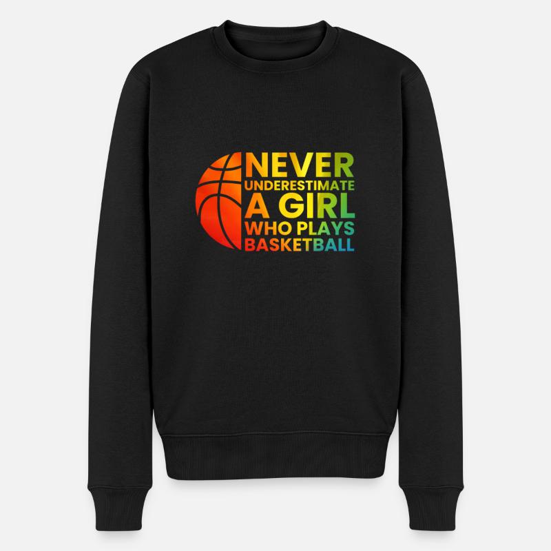 Basketball Girl Unterschätzen - Männer Premium Bio Pullover - Schwarz