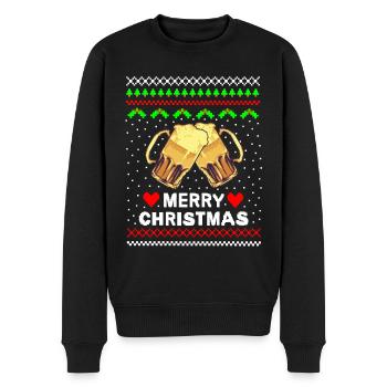 Hässlicher Weihnachtspullover ugly christmas Bier - Männer Premium Bio Pullover - Schwarz - Vorne - Nico (187cm)