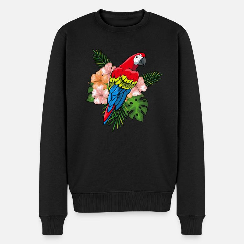 Papagei - Männer Premium Bio Pullover - Schwarz