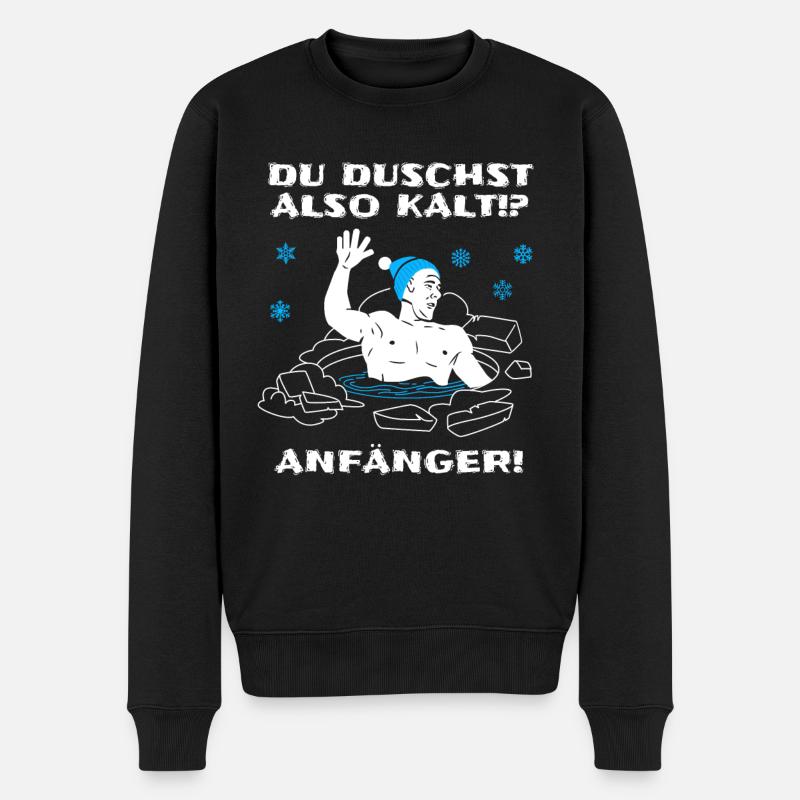 Eisbaden Spruch für Eisbader zum Winterbaden - Männer Premium Bio Pullover - Schwarz