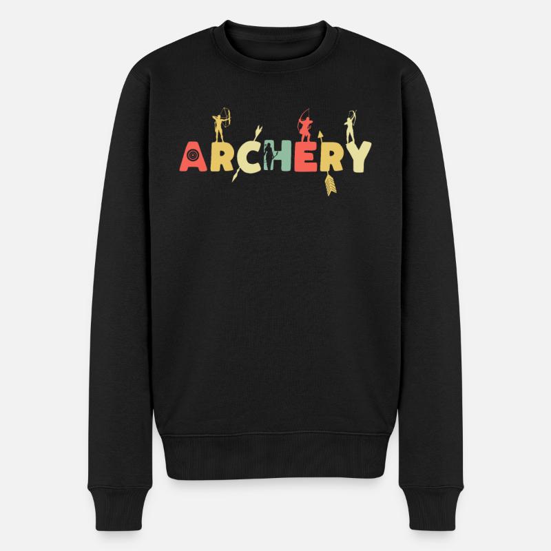 Retro Bogensport Vintage Bogenschießen - Männer Premium Bio Pullover - Schwarz