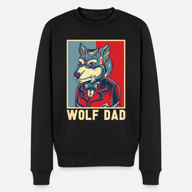 Wolf - Männer Premium Bio Pullover - Schwarz
