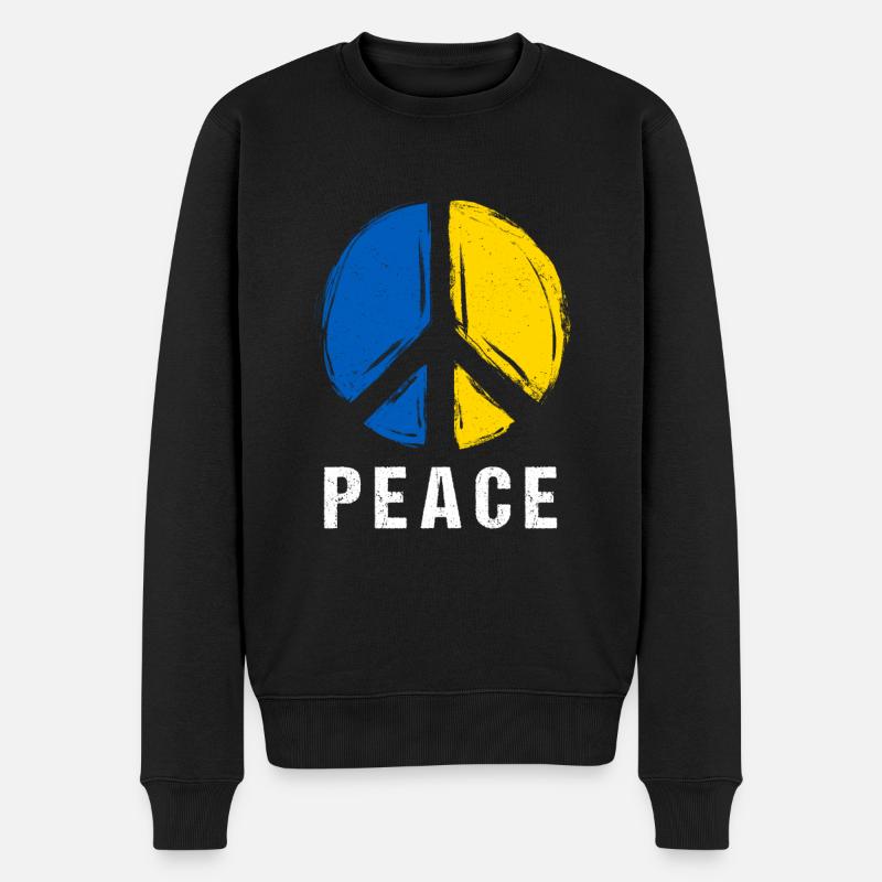 Friedenszeichen Ukrainische Flagge - Peace Grunge - Männer Premium Bio Pullover - Schwarz