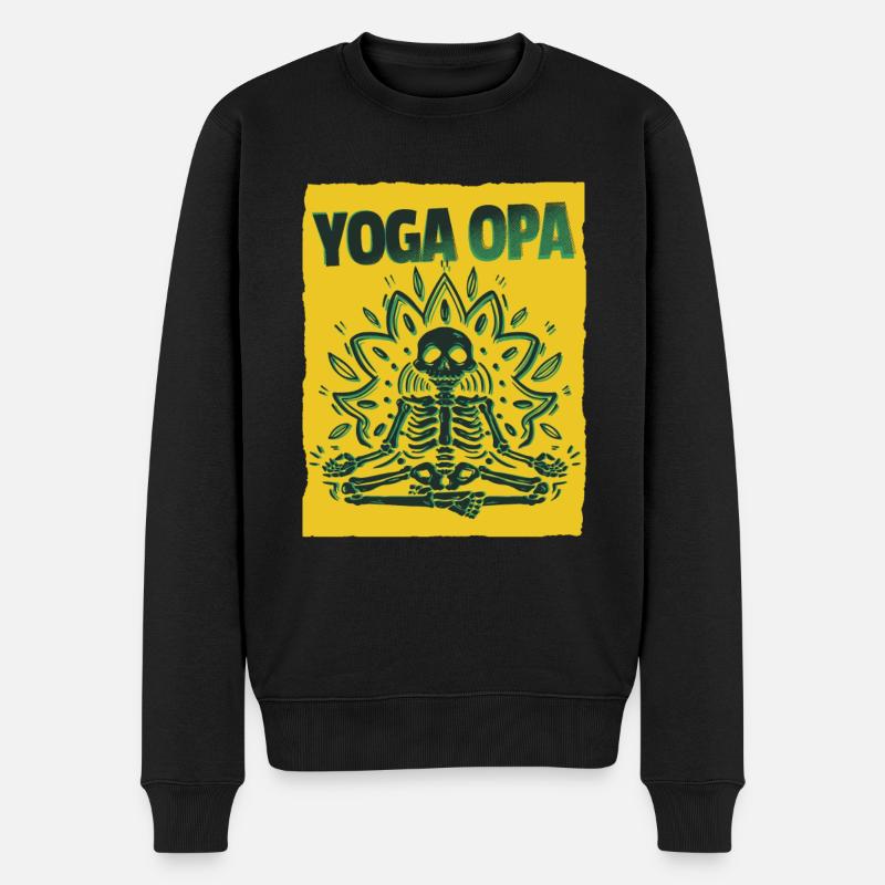 Yoga Yogi - Männer Premium Bio Pullover - Schwarz