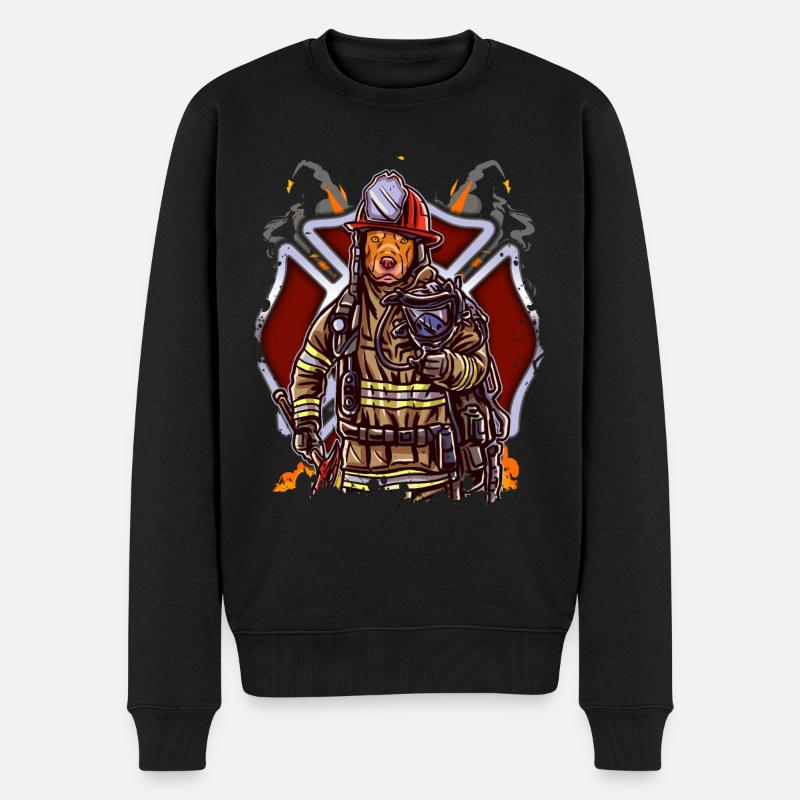 Drôle pitbull Pompier Pompier - Pull Premium bio Homme - noir