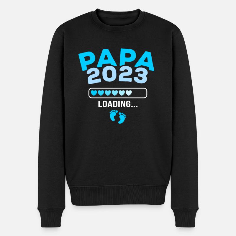 Papa 2023 loading - Männer Premium Bio Pullover - Schwarz