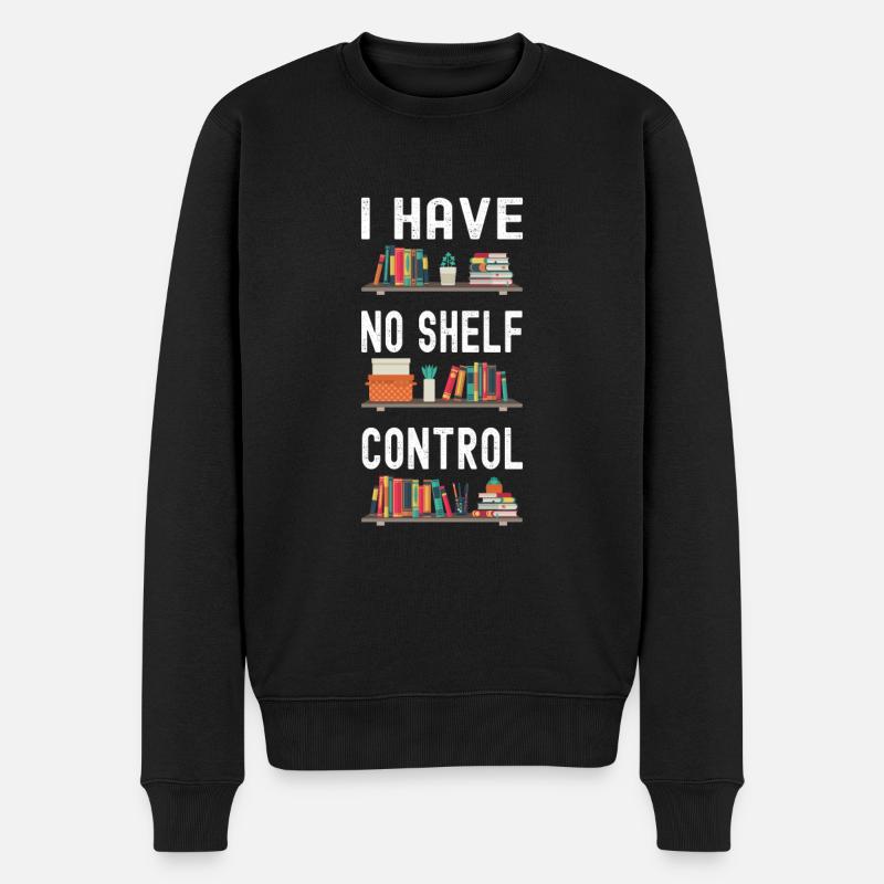 Bücherwurm Leseratte Buch Lesen - Männer Premium Bio Pullover - Schwarz