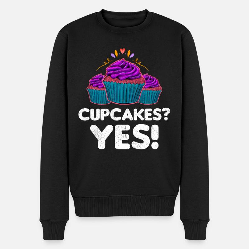 Cupcakes Yes - Männer Premium Bio Pullover - Schwarz