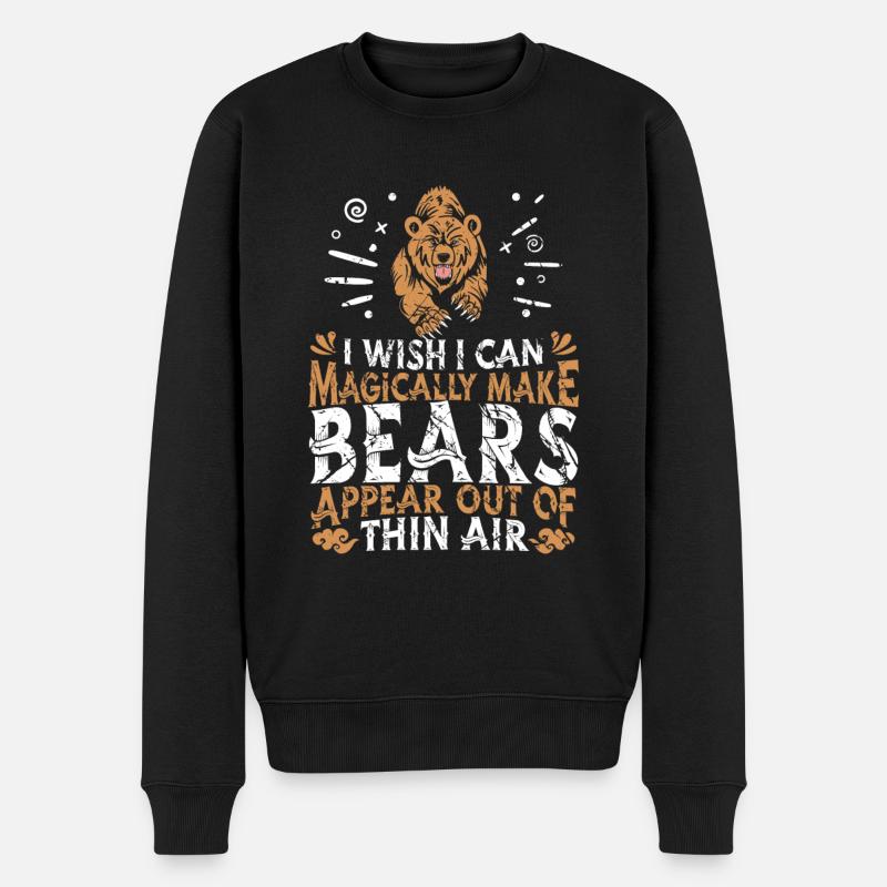 Grizzly Bär Braunbär - Männer Premium Bio Pullover - Schwarz