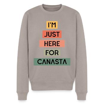 Lustige Canasta-| Canasta Liebhaber | Canasta-Spieler - Männer Premium Bio Pullover - Taupe - Vorne - Nico (187cm)
