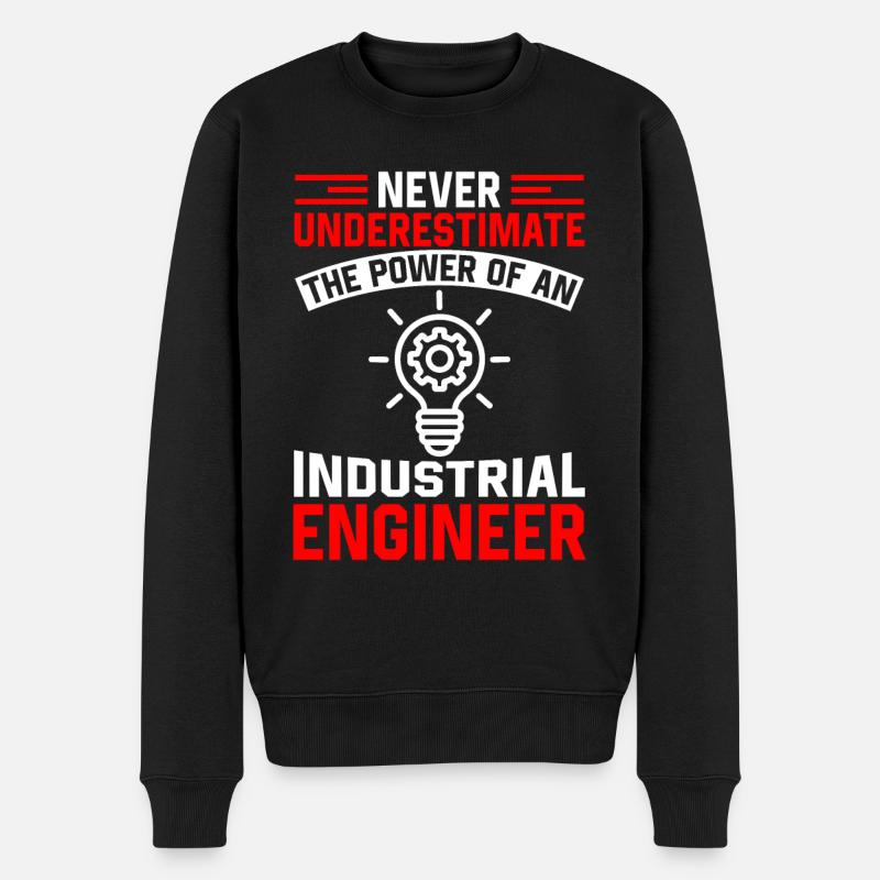 Never Underestimate Industrial Engineer - Männer Premium Bio Pullover - Schwarz