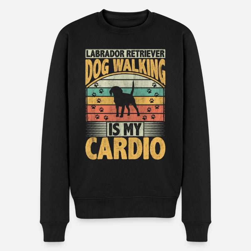 Labrador Retriever Dog Walking Is My Cardio Dog - Männer Premium Bio Pullover - Schwarz