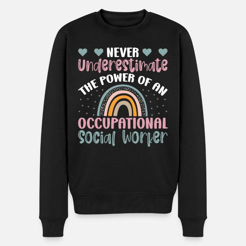 Never Underestimate Occupational Worker - Männer Premium Bio Pullover - Schwarz
