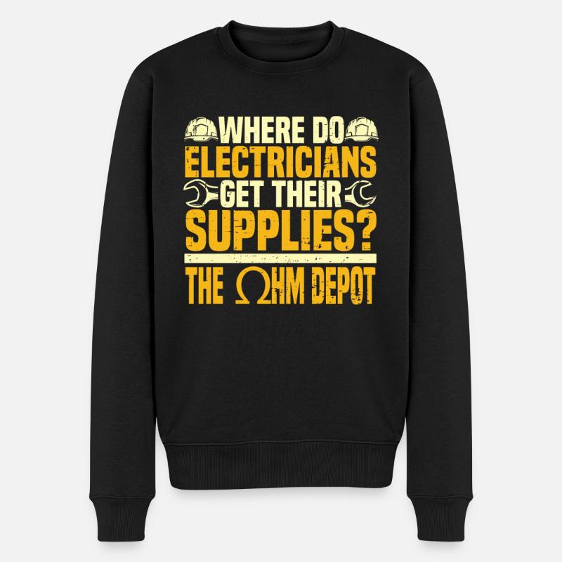 Electrician Electrical Engineer Electronics Technician - Men's Premium Organic Jumper - black