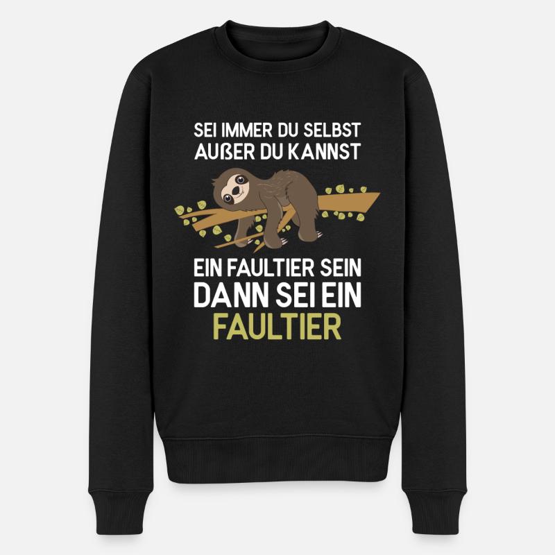 Sloth Faulenzer Süßes Faultier Geschenk - Männer Premium Bio Pullover - Schwarz