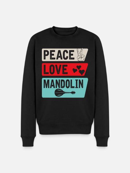 Peace Love Mandolin Banjo Mandolin - Men's Premium Organic Jumper - black
