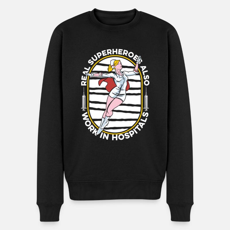 Krankenschwester - Männer Premium Bio Pullover - Schwarz