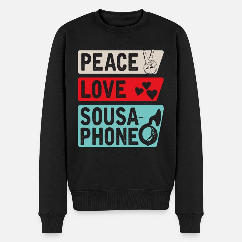 Paix Amour Sousaphone Tuba Sousaphone - Pull Premium bio Homme - noir