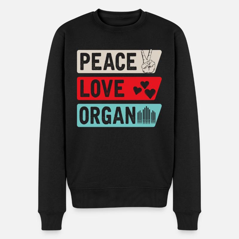 Peace Love Harmoniciste d’orgue - Pull Premium bio Homme - noir