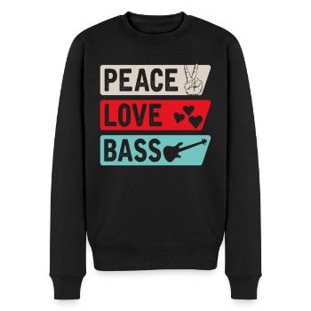 Peace Love Bass Guitar Guitarist Music - Männer Premium Bio Pullover - Schwarz - Vorne - Nico (187cm)