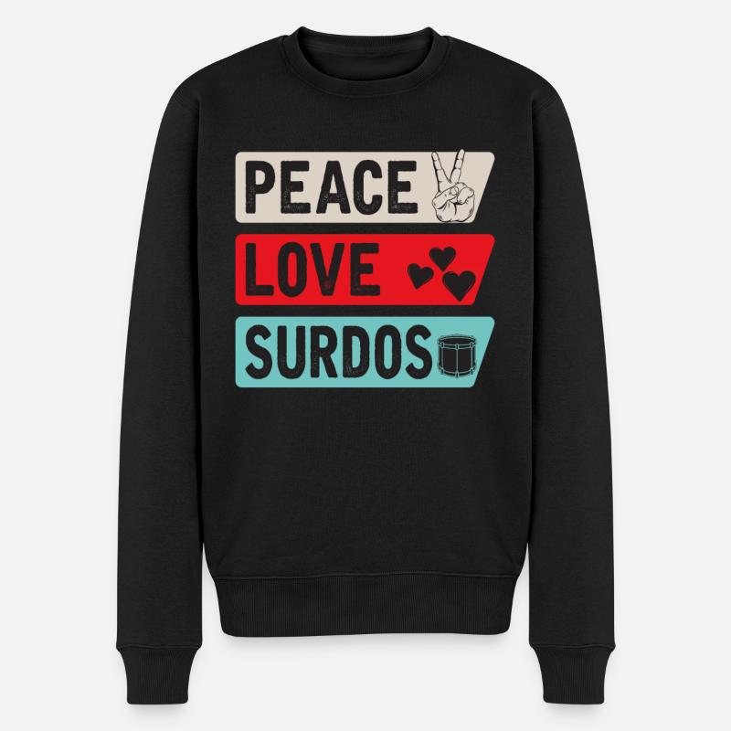 Paix Amour Surdos - Pull Premium bio Homme - noir