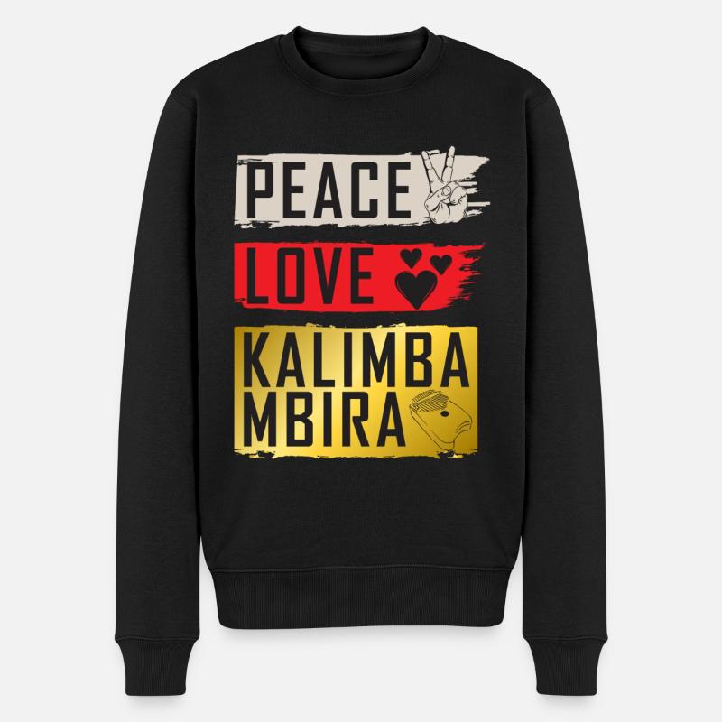 Peace Love Kalimba Mbira - Männer Premium Bio Pullover - Schwarz