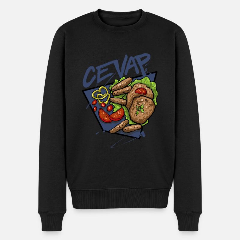 Cevap Serbian Grill Sausages Cevapi - Männer Premium Bio Pullover - Schwarz