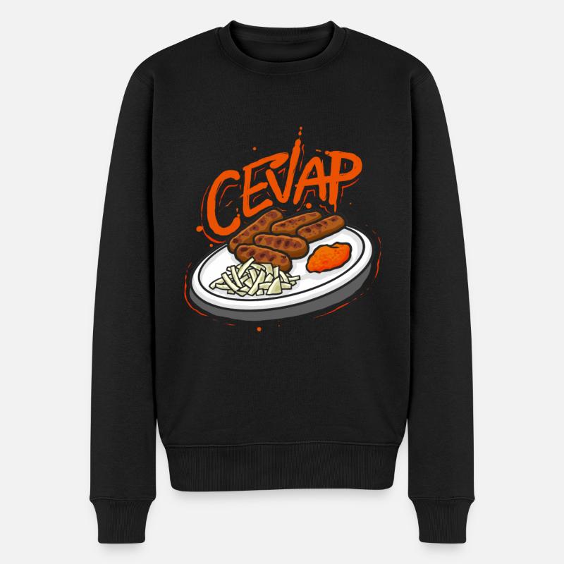 Cevap Serbian Grill Sausages Cevapi - Männer Premium Bio Pullover - Schwarz