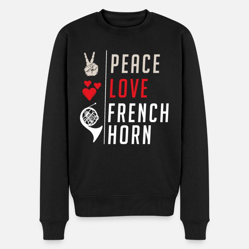 French Horn Instrument Cor D'harmonie - Männer Premium Bio Pullover - Schwarz