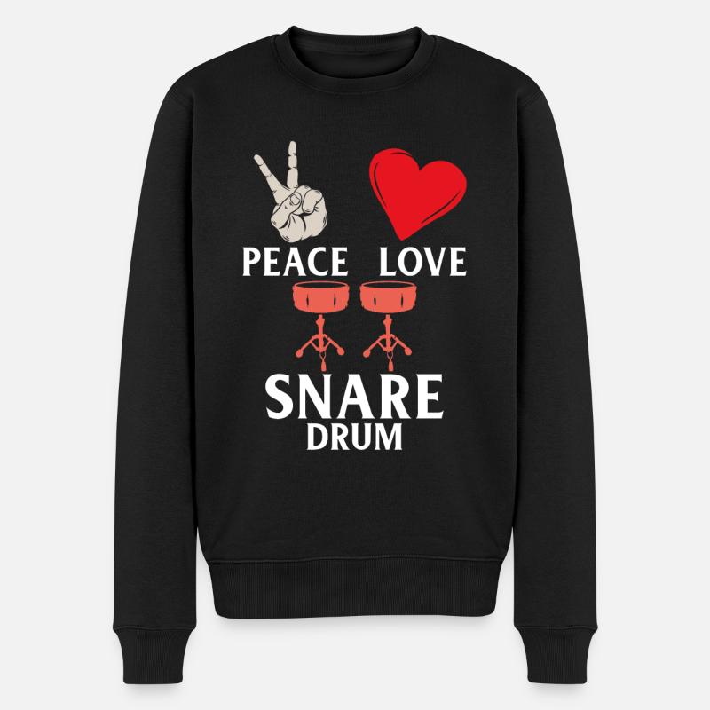 Peace Love Snare Drum Snare Instrument - Männer Premium Bio Pullover - Schwarz