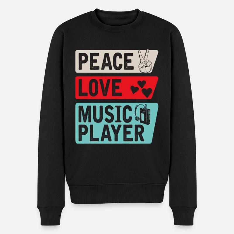 Peace Love Music Player Mélomanes - Pull Premium bio Homme - noir