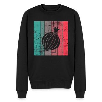 Onion Lover Retro Vegetables Vegan Gift idea - Männer Premium Bio Pullover - Schwarz - Vorne - Nico (187cm)