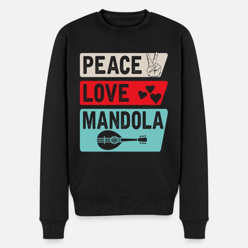 Peace Love Mandola Trombone Instrument - Männer Premium Bio Pullover - Schwarz