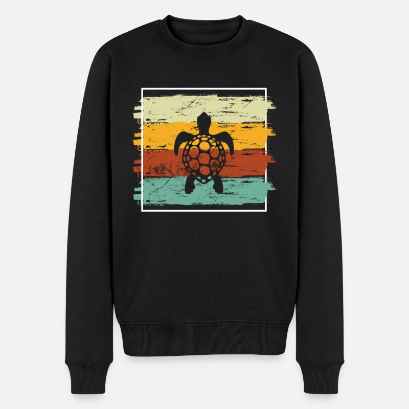 Turtle Retro Animal Sea Reptile Gift idea - Männer Premium Bio Pullover - Schwarz