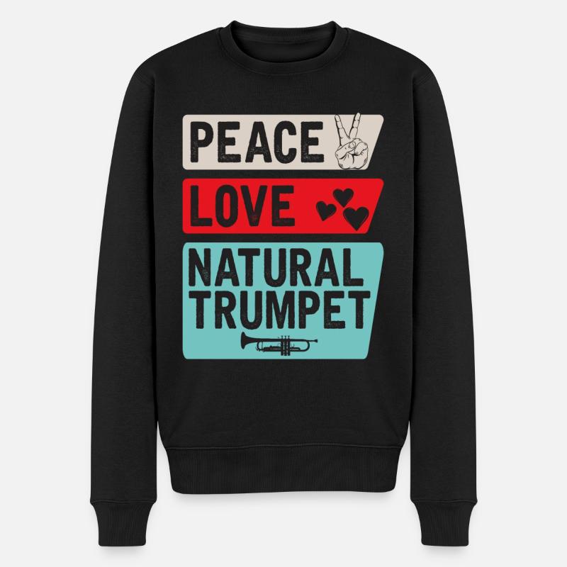Peace Love Instrument Trompette Naturel - Pull Premium bio Homme - noir