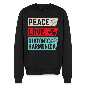 Peace Love Instrument d’harmonica diatonique - Pull Premium bio Homme - noir - Devant - Nico (187cm)