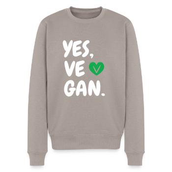 Yes We Can Vegan protection des animaux - Pull Premium bio Homme - taupe - Devant - Nico (187cm)