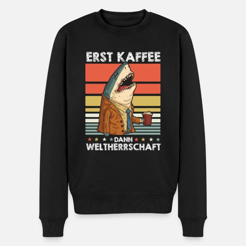 Haifisch Kaffee - Männer Premium Bio Pullover - Schwarz