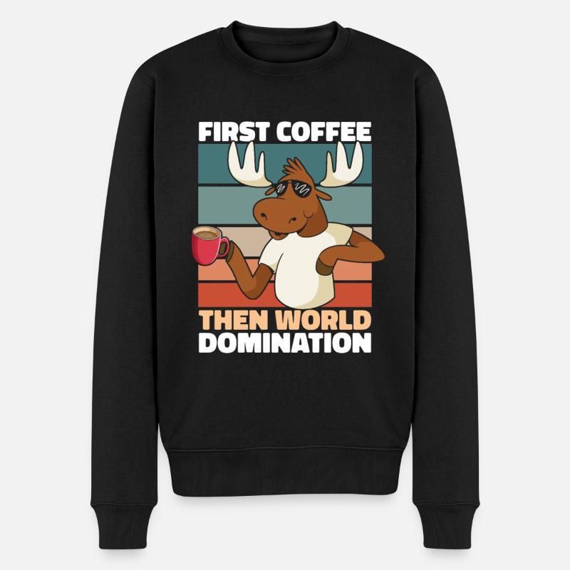 Elch Kaffee Sonnenbrille - Männer Premium Bio Pullover - Schwarz