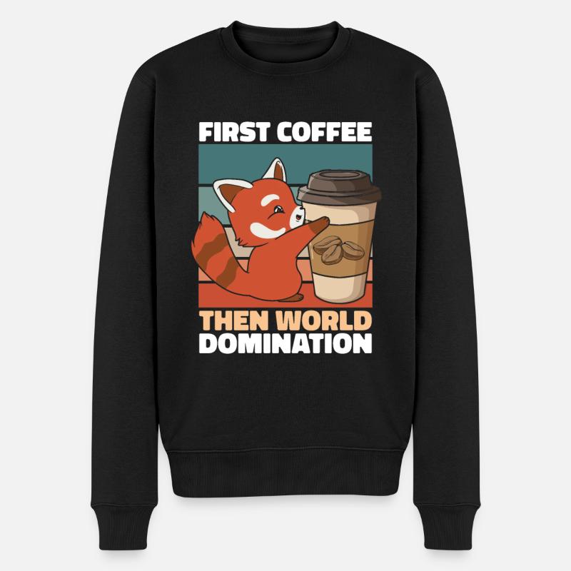 Roter Panda Kaffee - Männer Premium Bio Pullover - Schwarz