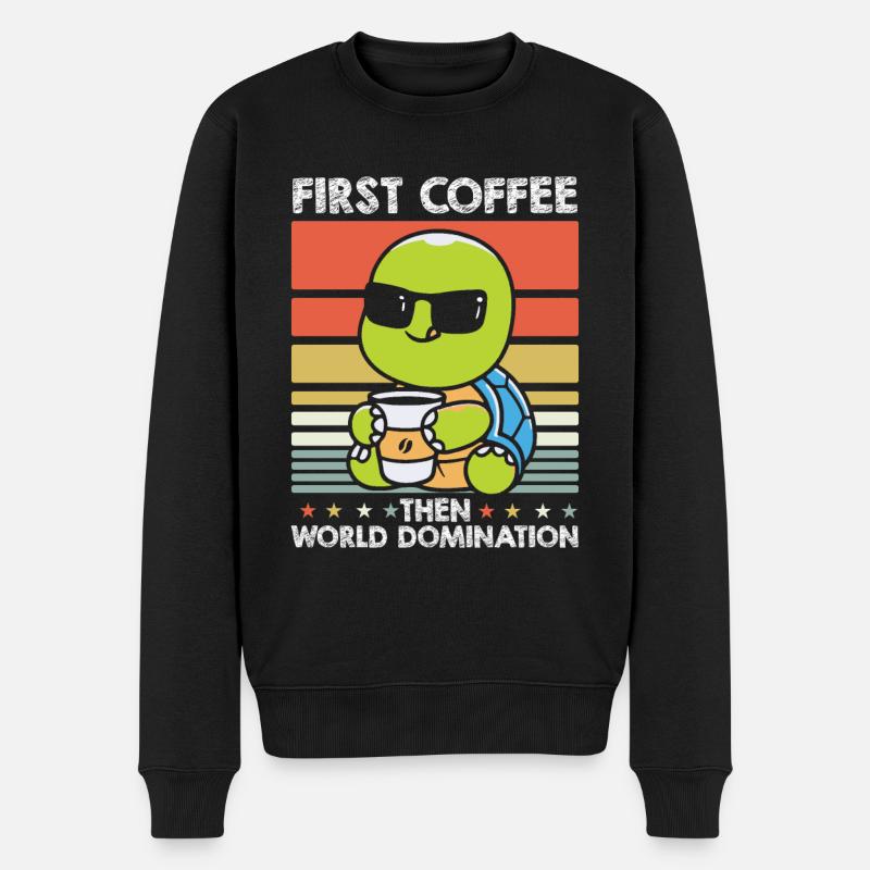 Schildkröte Kaffee Sonnenbrille - Männer Premium Bio Pullover - Schwarz