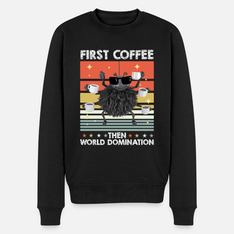 Spinne Sonnenbrille Kaffee - Männer Premium Bio Pullover - Schwarz